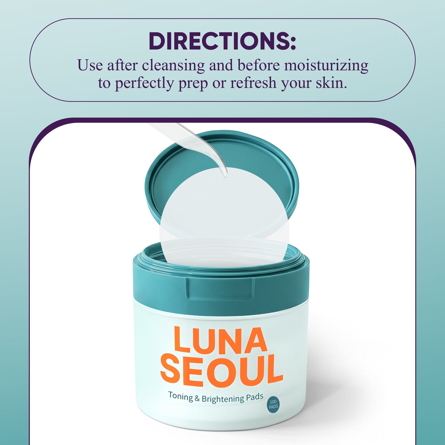 Luna Seoul Korean Toner Pads – Hydrating & Brightening Facial Pads with Snail Mucin, Niacinamide, Peptides & Centella – Soothing Glass Skin Treatment – 100 Pads (180ml)